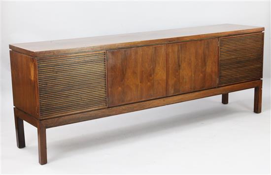 Robert Heritage for Archie Shine. A mid 20th century rosewood sideboard, W.7ft D.1ft 6in. H.2ft 7in.